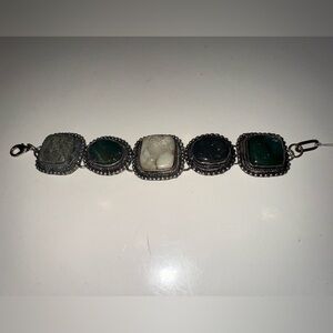 Multi Stone Elegant Silver and Green Stone Bracelet India Handmade FLASH SALE ⚡️